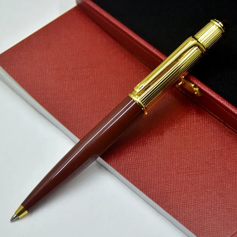 Cartier Luxury Bordeaux Red Ballpoint Pen Trinity Diabolo Style Gold Silver Trim