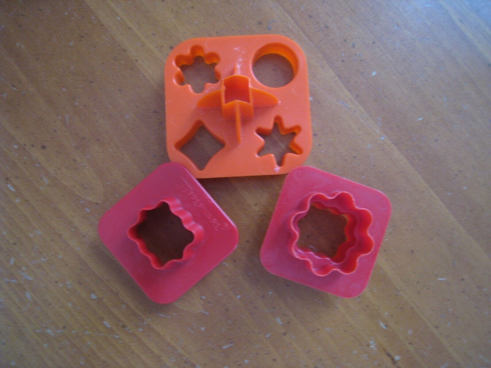 Vintage Tupperware Mini Cookie Cutters Child Baking Canape Red Orange