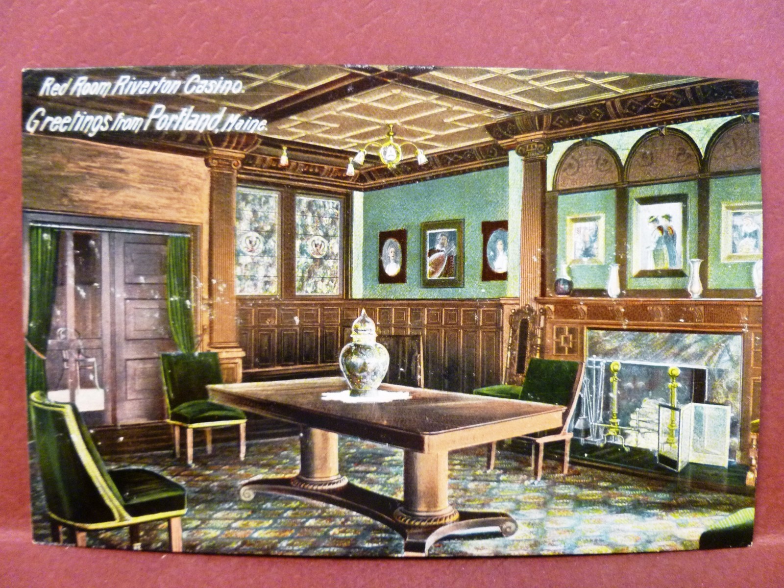 Postcard ME Portland Red Room Riverton Casino Pre 1908
