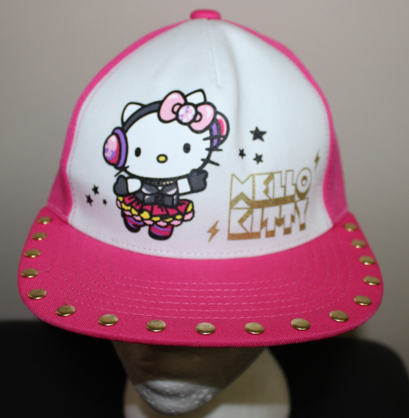 Sanrio 40th Anniversary Hello Kitty Gold Stud Brim Pink Snapback Hat Cap Taiwan