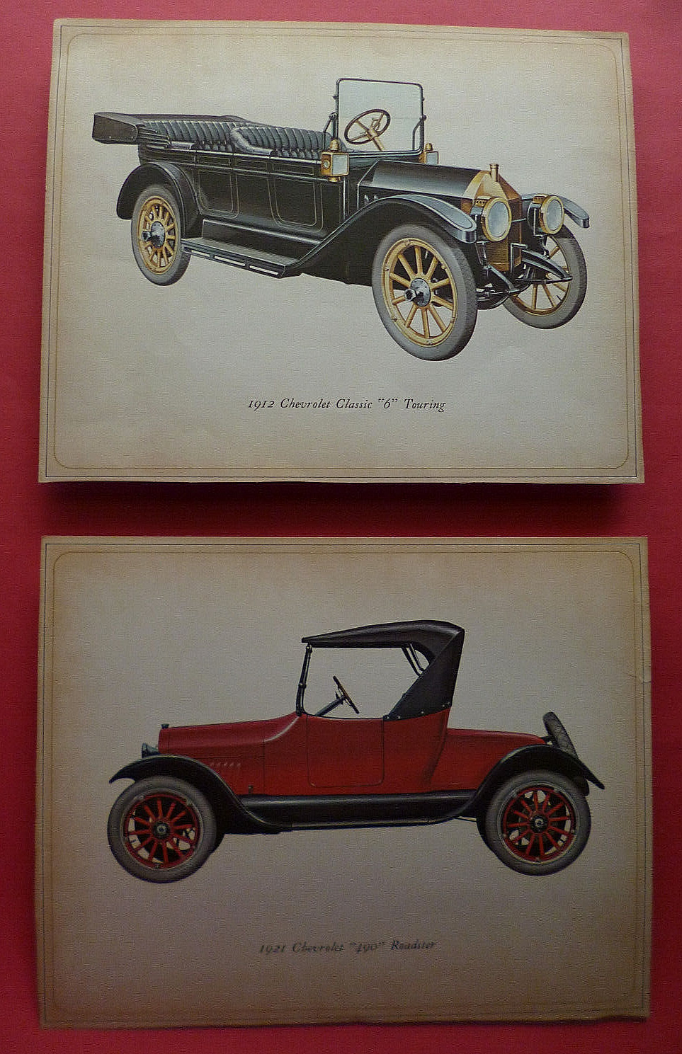 2-Vint 8''x10'' prints *1912 Class 6 Touring & 1921 '490' Roadster* by Chevrolet