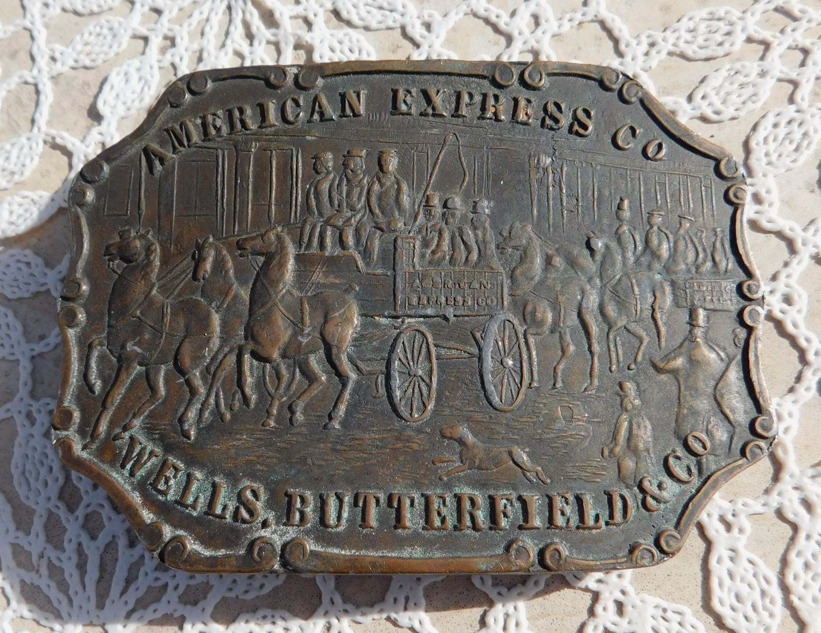 Vintage American Express Co Wells Butterfield & Co Belt Brass Buckle C-36