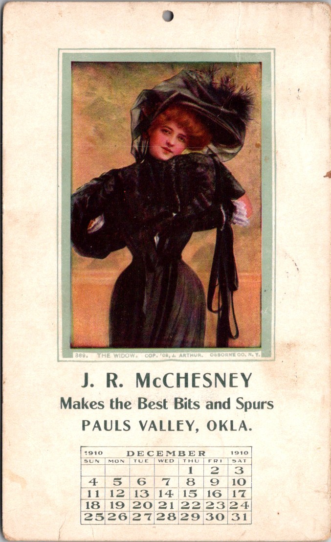 Pauls Valley, Oklahoma J R McChesney Advertising Woman 1910 Postcard OK OKLA