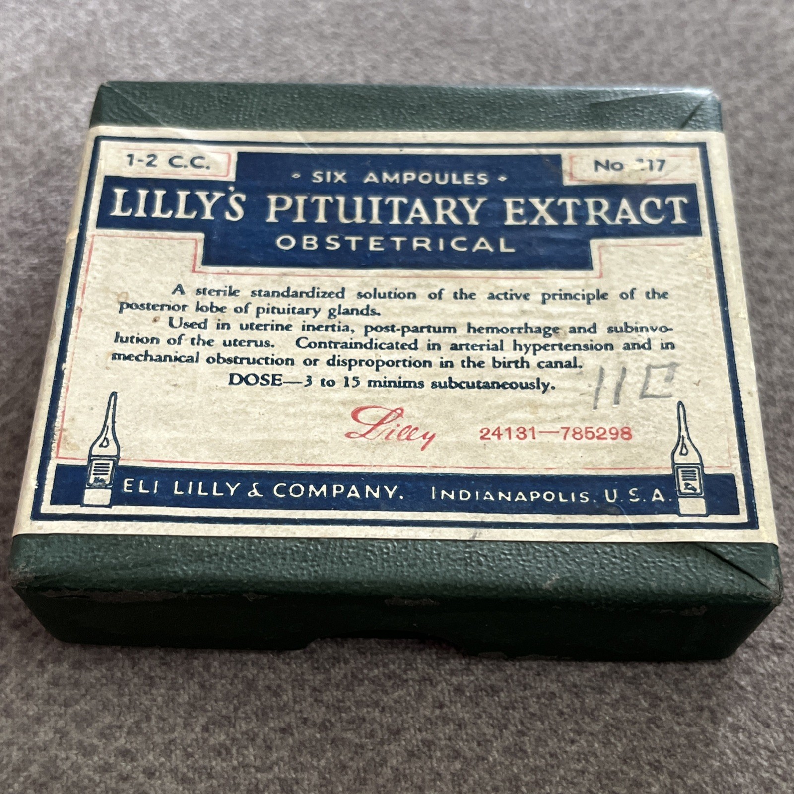 Vintage Eli Lilly Lilly’s Pituitary Extract Obstetrical  - Rare Pharmaceutical