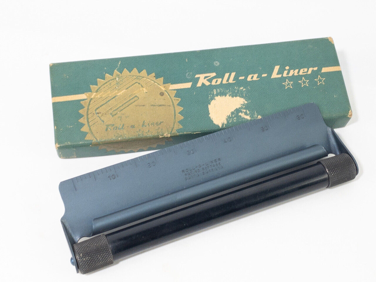 Vintage Roll-A-Liner Metal Ruler Used for Drafting & Design, w/ Original Box