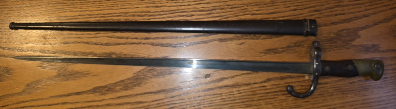 Rare WW1 1879 French Military M1874 Gras Rifle Bayonet Dagger Sword w/ Scabbard