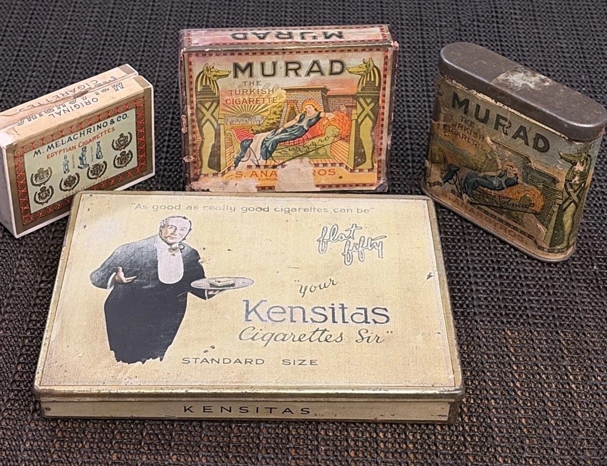 Vintage Murad Melachrino Kensitas Cigarette Tin/ Box Vintage Lot Of 4