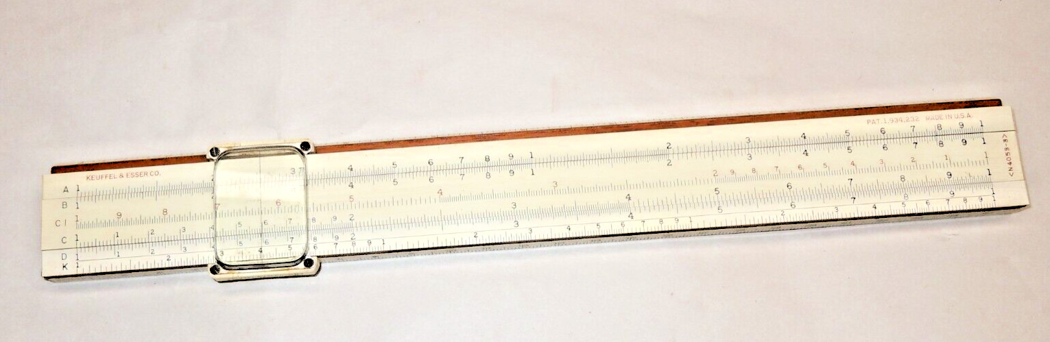 KEUFFEL & ESSER Vintage SLIDE RULE N4053-3 c1944 in LEATHER CASE Original Box