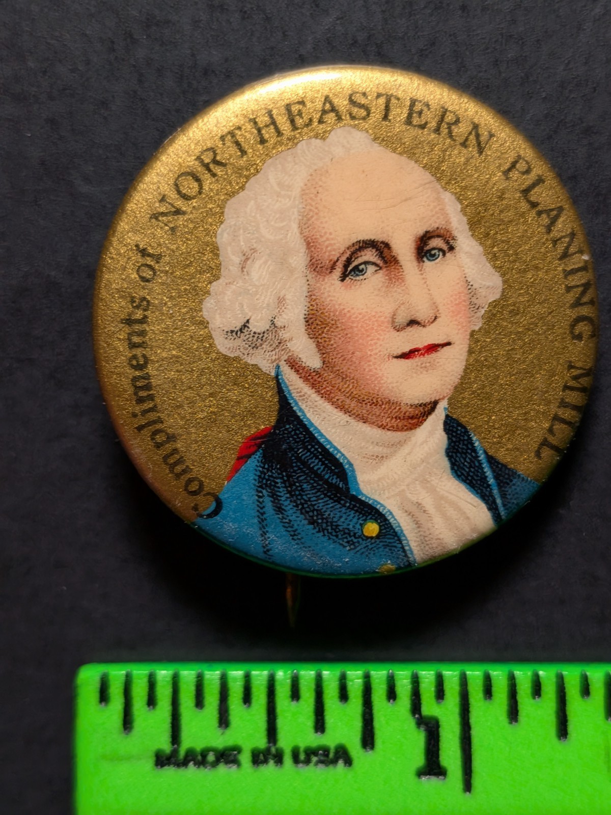 Vintage George Washington Northeastern Planing Mill Pinback Pin