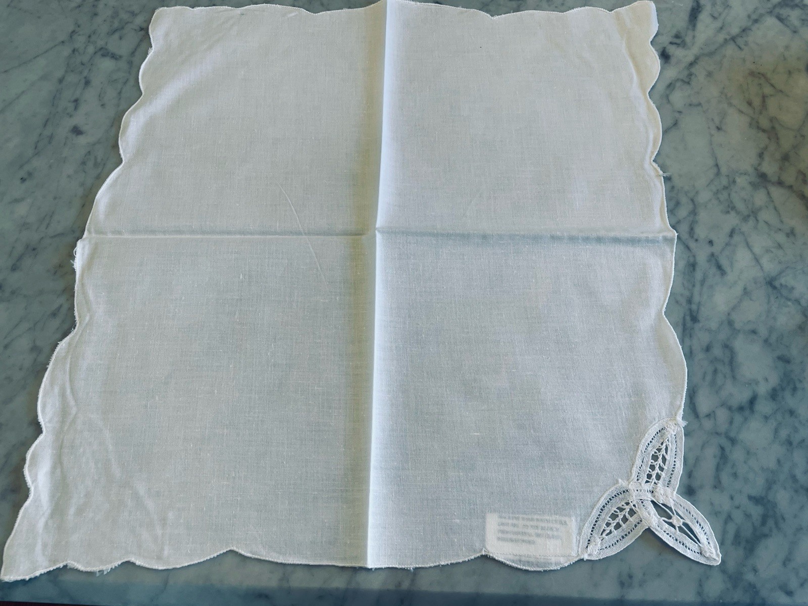 Lot Of 11  Napkins White Cotton 15” With Battenberg Lace New Vintage