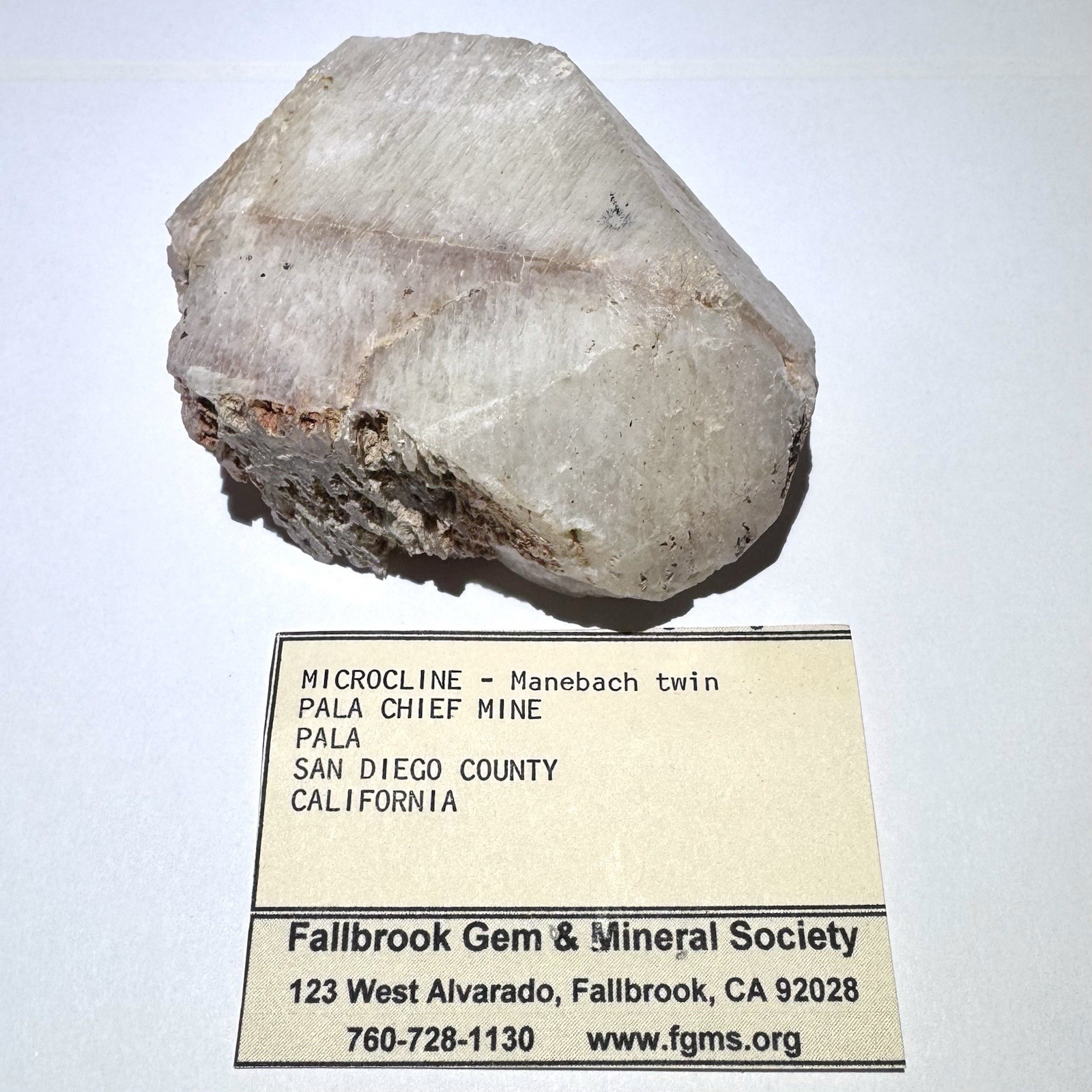 Rare 2.8” California Manebach Twin Microcline Crystal Pala Chief Mine, San Diego