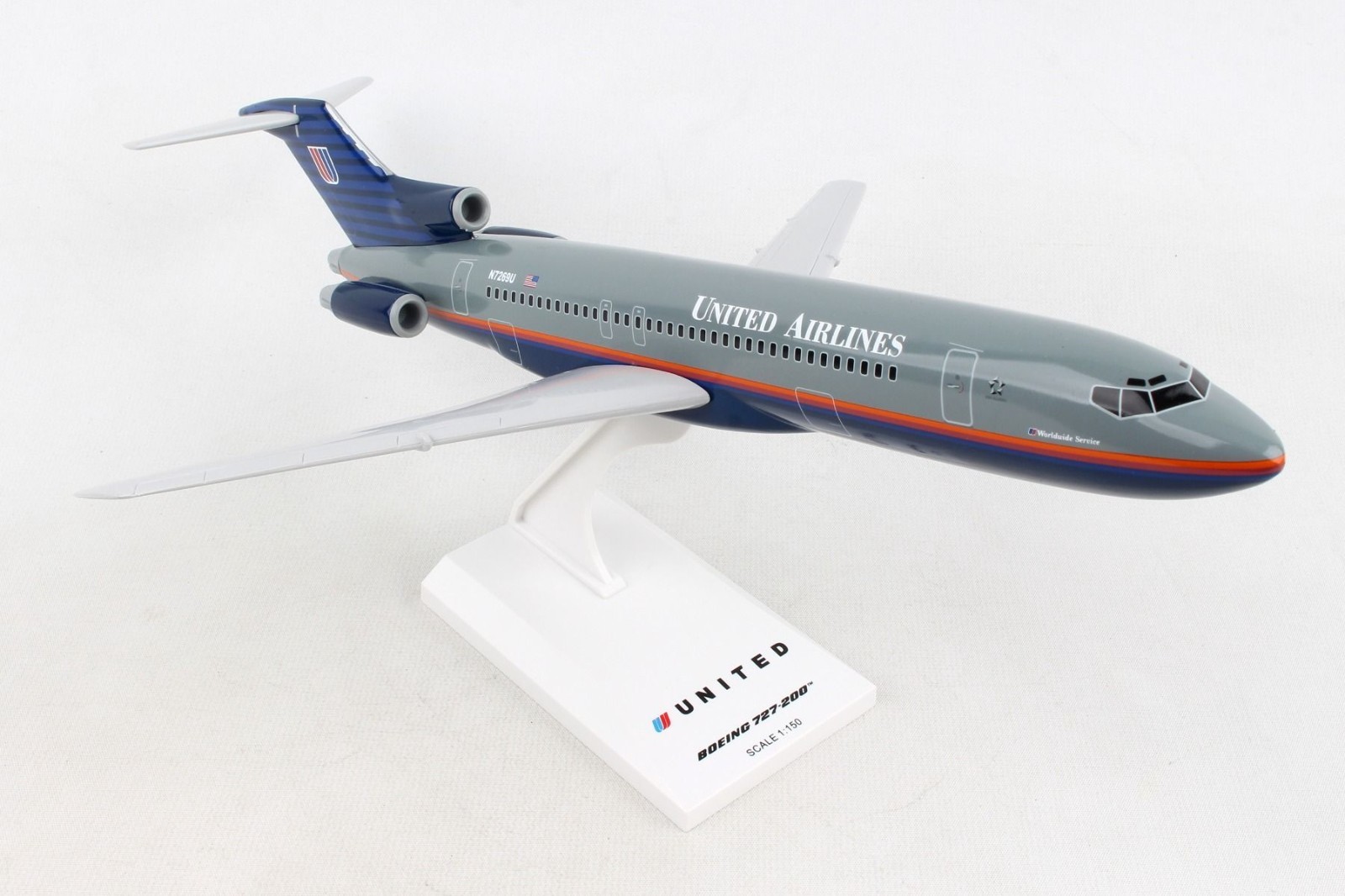SKYMARKS (SKR250) UNITED 727-200 (REG N7269U) 1:150 SCALE MODEL WITH STAND
