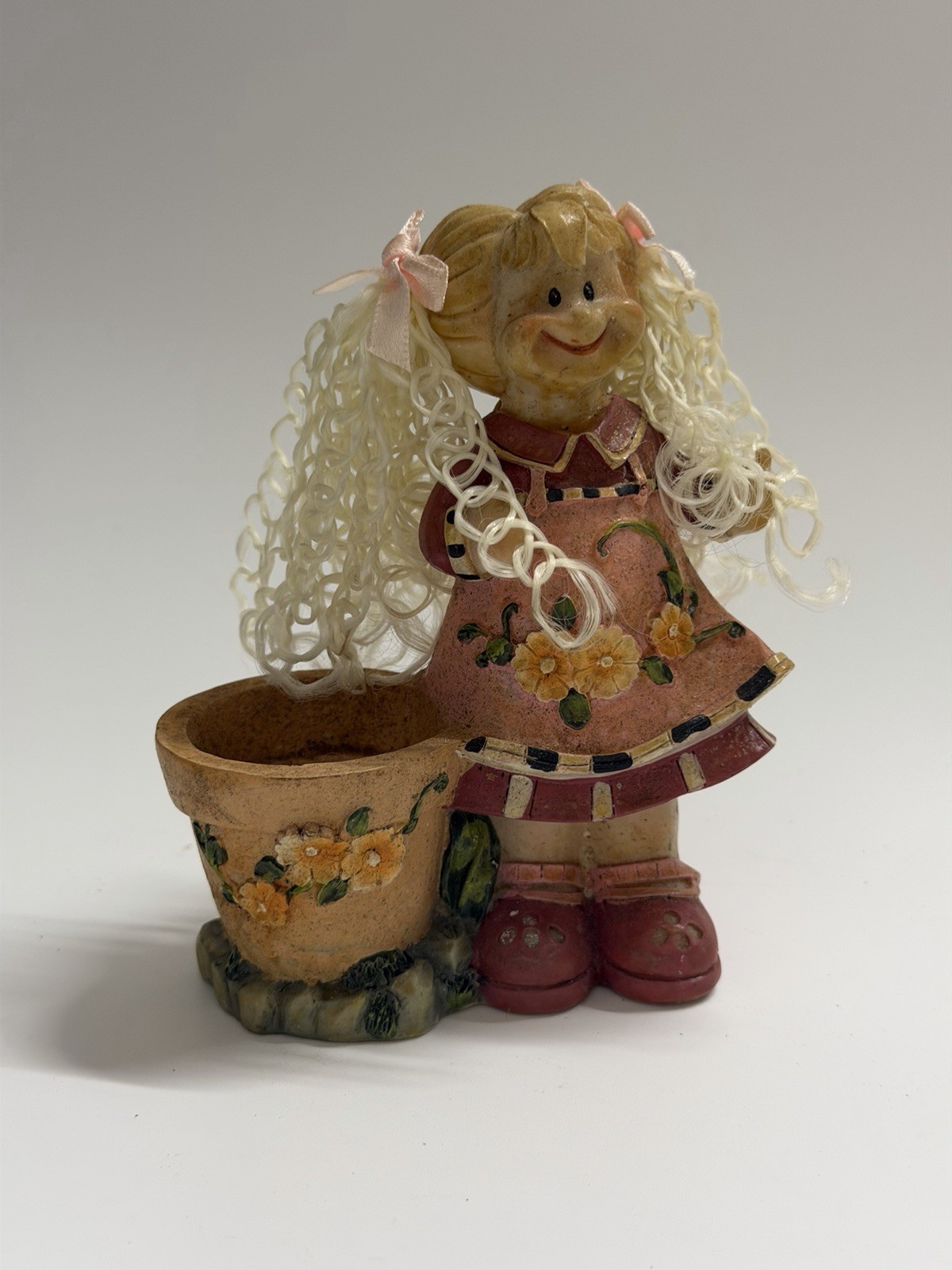 vintage ceramic figurine little girl and potty