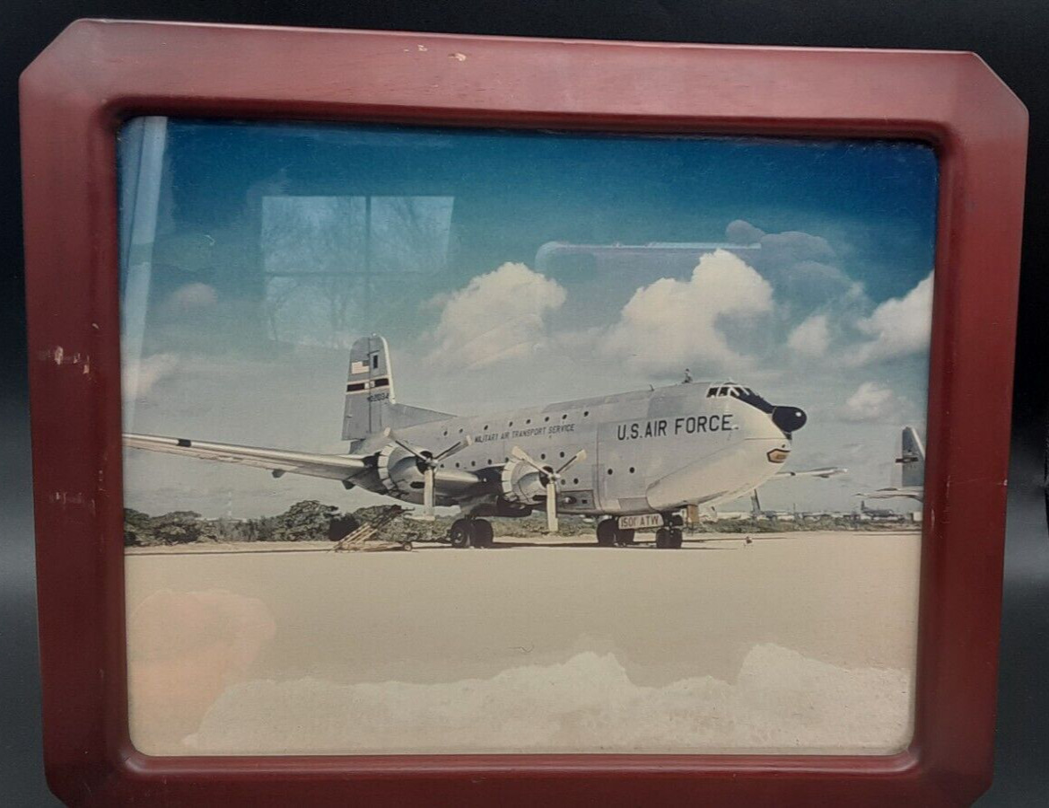 Vintage framed Military Air Force transport Globemaste Aircraft Color Photograph