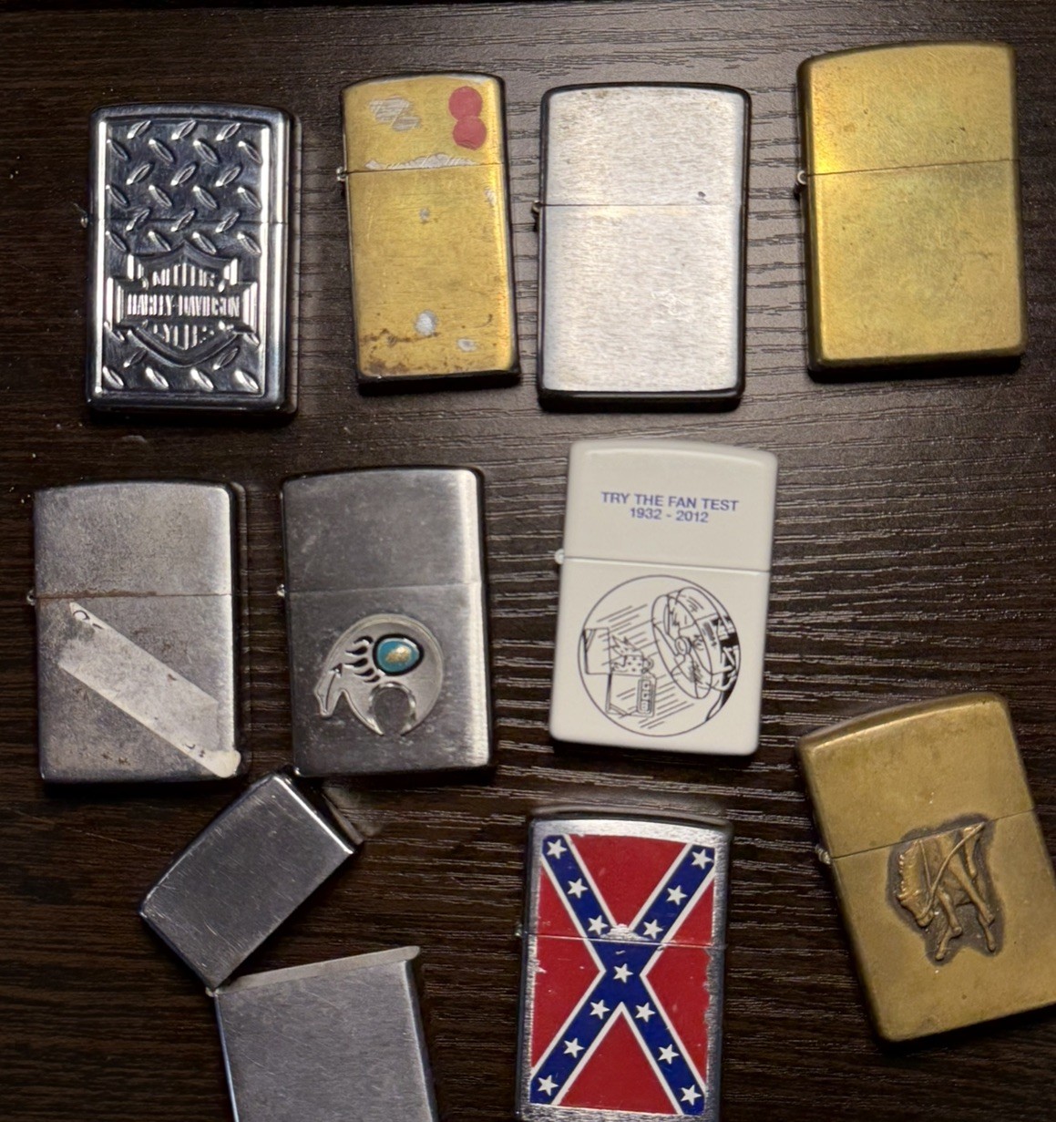 Lot Of 10 Used Vintage Zippos 1960s-2000s 