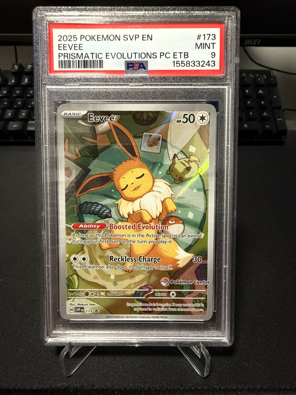 Eevee 173 Promo Pokemon Center Stamped PSA 9 Pokemon TCG Prismatic Evolutions 