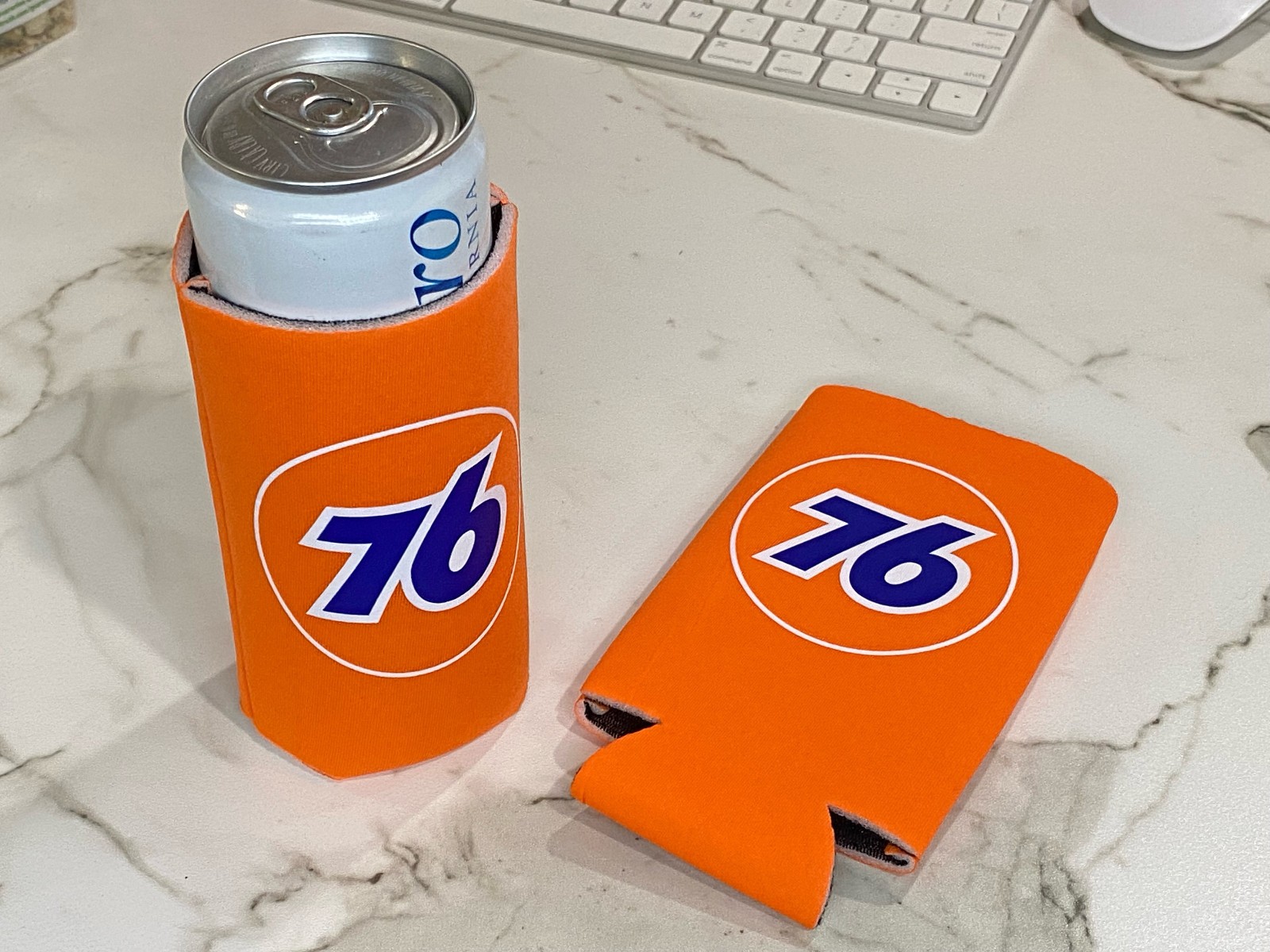 NOS Union 76 Gas Station Foam Slim 12oz Can Koozie Promotional Promo Lot of 2