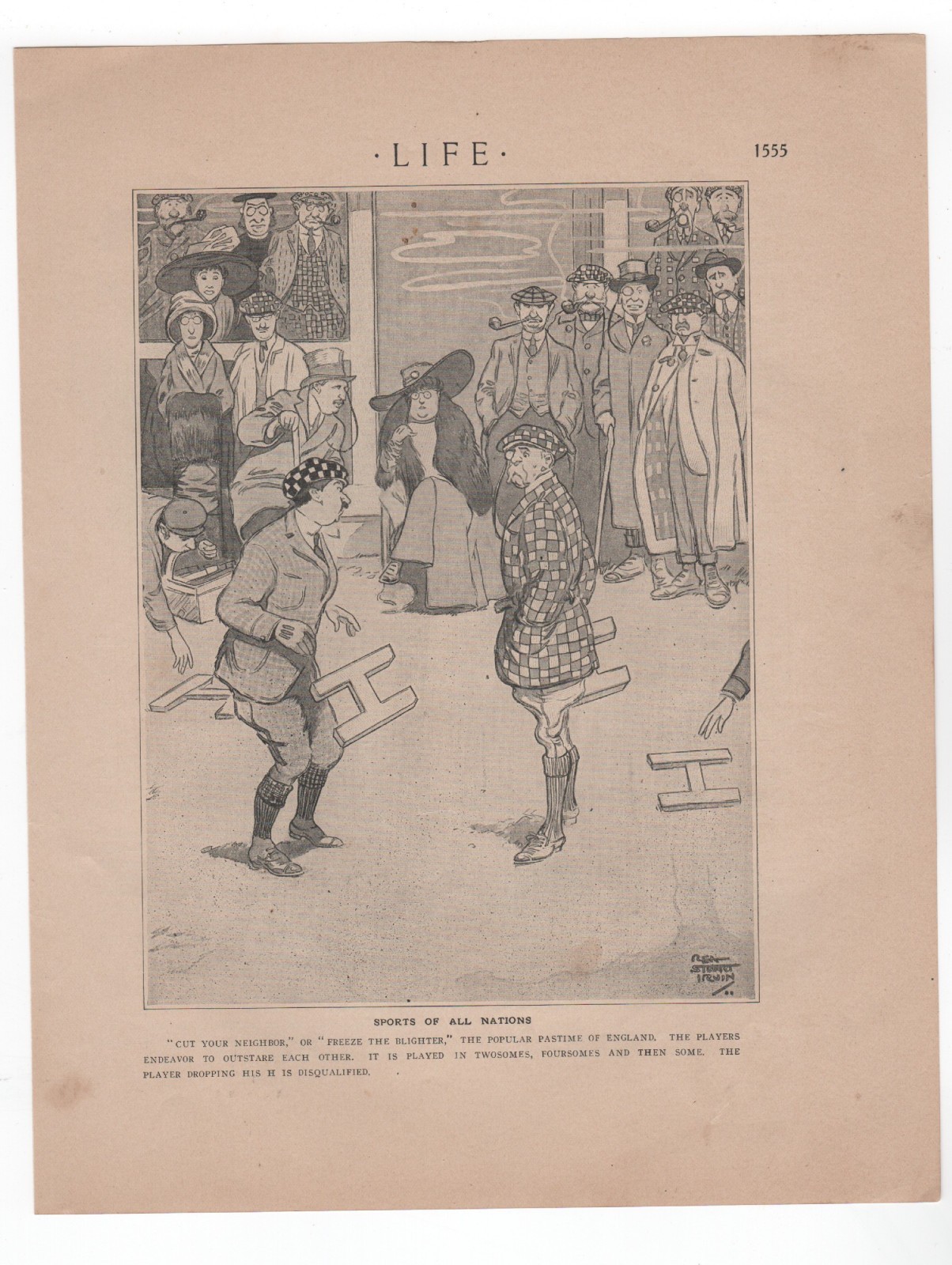 1912 Life Magazine Cartoon Sports of All Nations Pre WWI Editorial Satire Herman