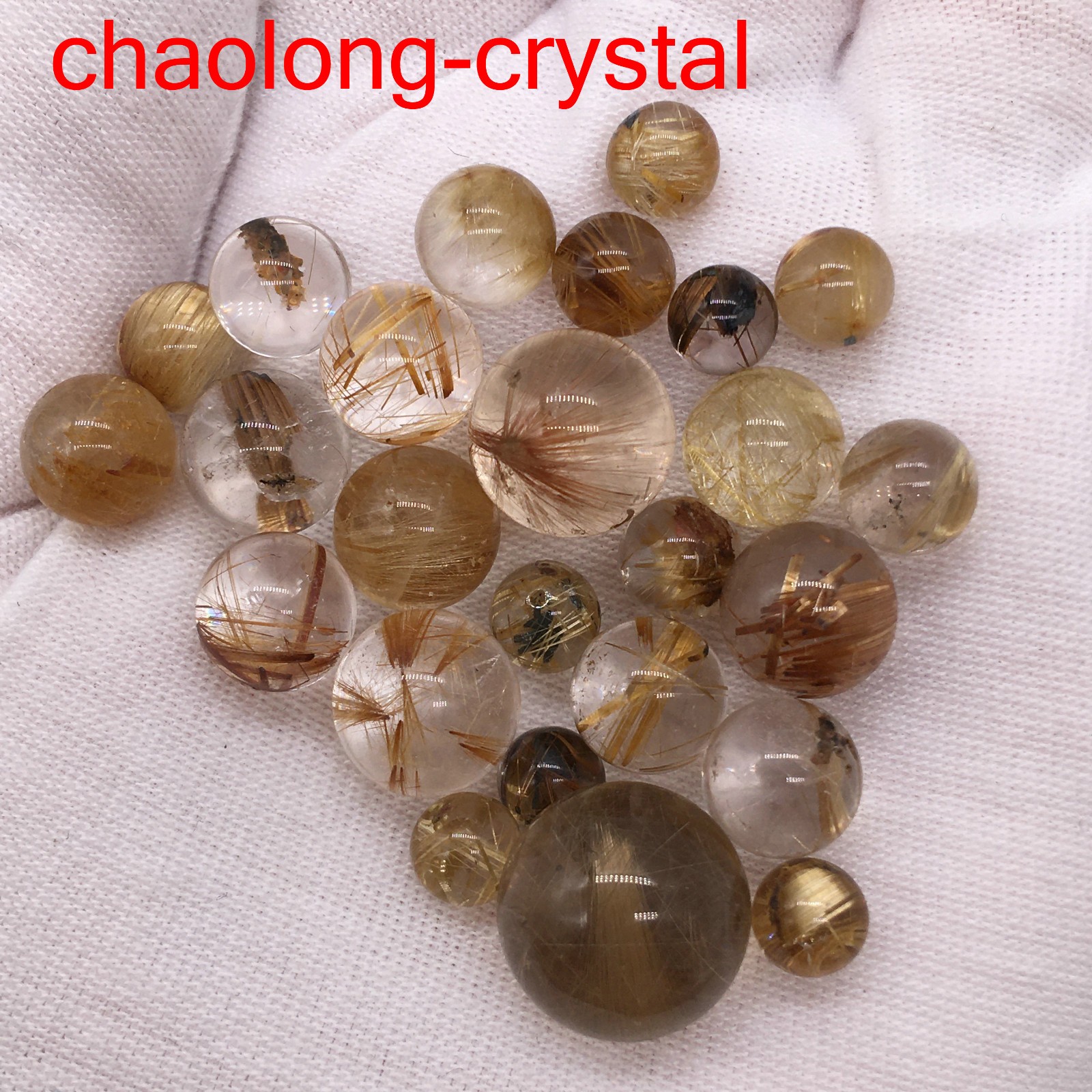 130CT/25PCS Top Natural Rutile Quartz Crystal Ball Spiritual Mineral Healing