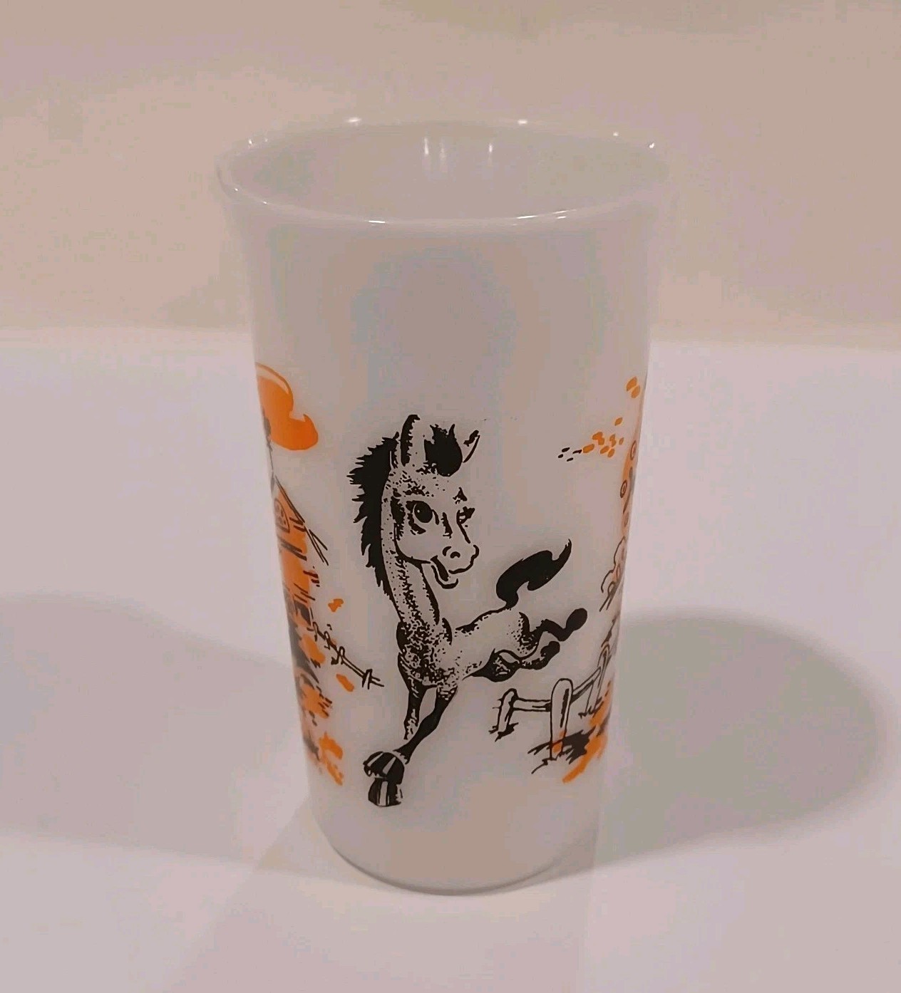 Vintage Hazel Atlas H Is For Horses Milk Glass White Black Orange 