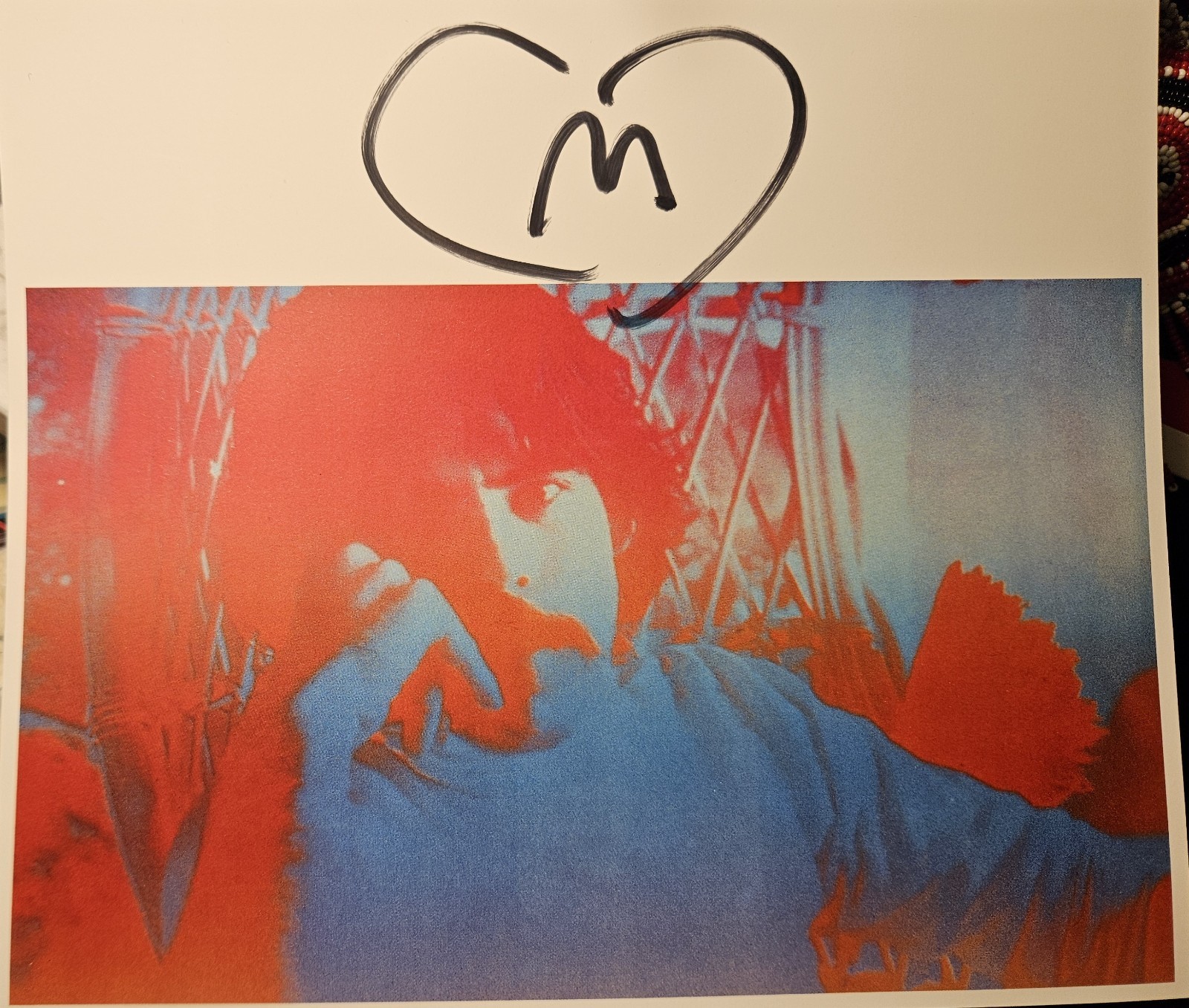 Peter Max Heart Sketch Hand Drawn 7X8 from a  book Unique M for Max