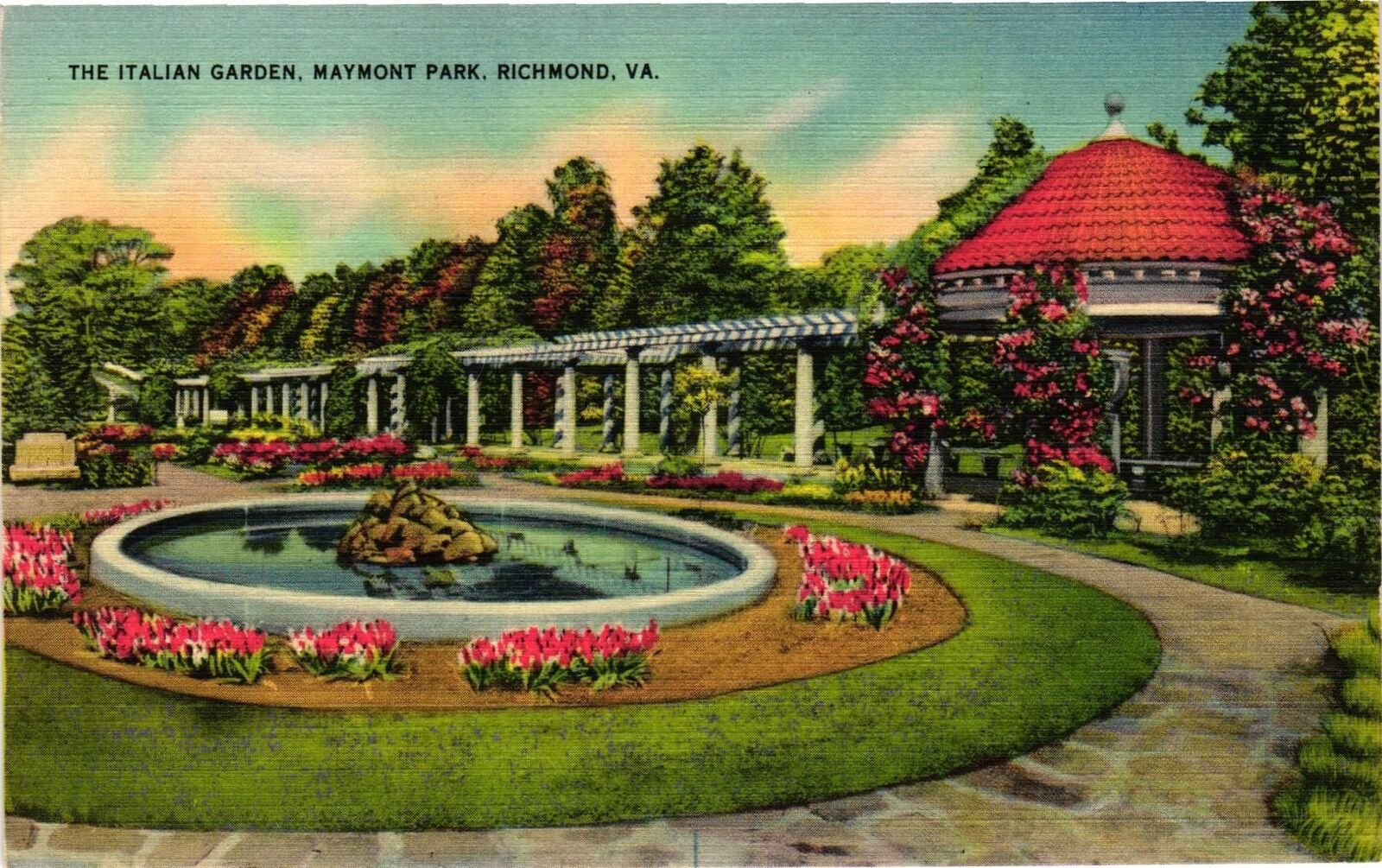 Vintage Postcard- The Italian Garden, Maymont Park, Richmond VA Early 1900s
