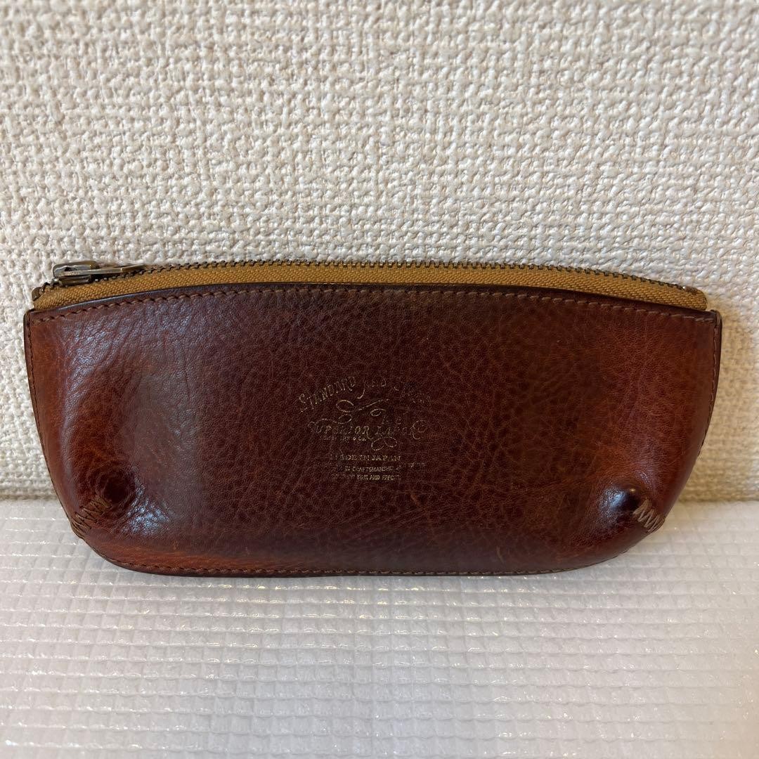 THE SUPERIOR LABOR Leather Pen Case Brown Japan Made Card Holder Used Multi-Use