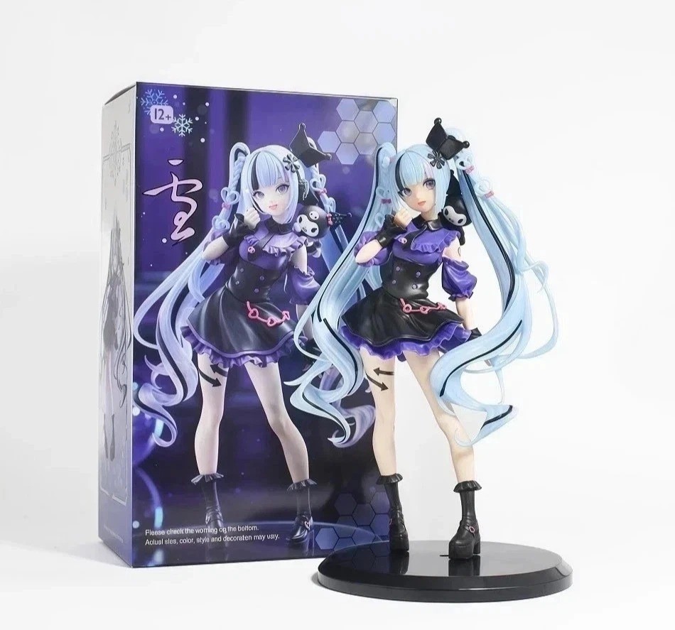 Anime Hatsune Miku Snow Miku × Kuromi Action, Figure PVC Collectible Model Gift