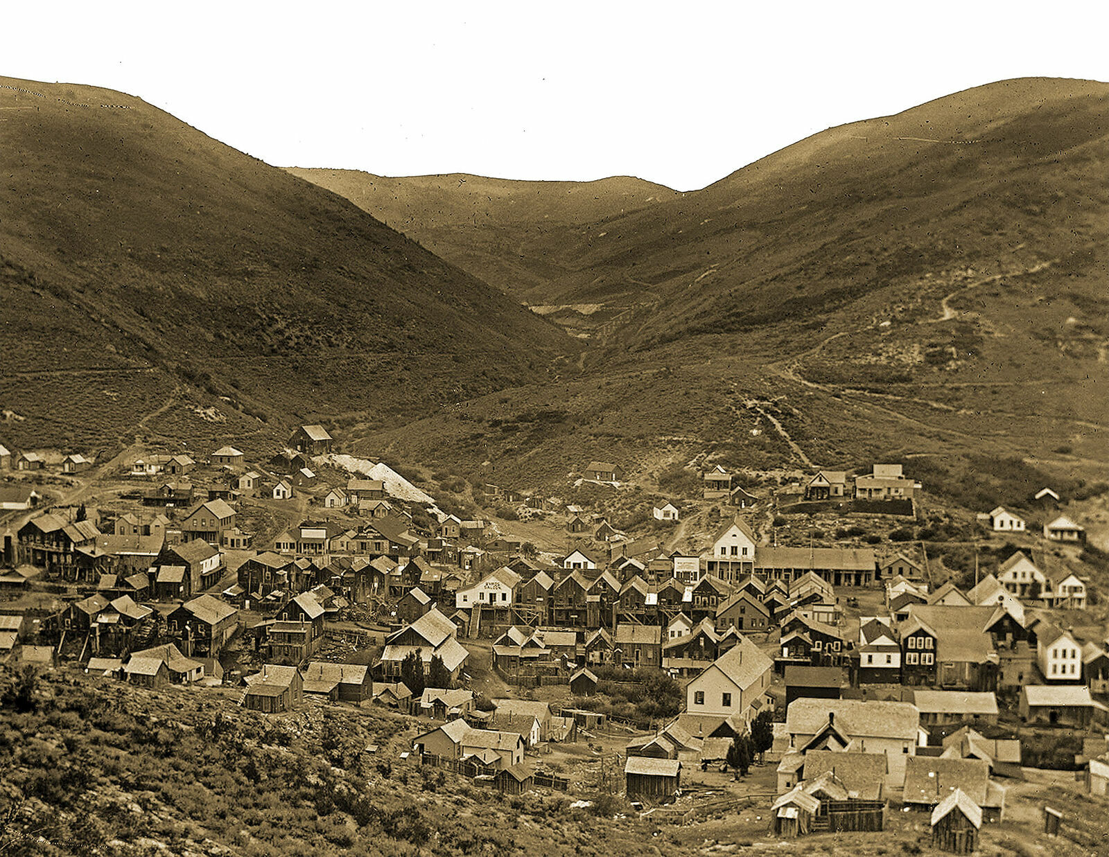 1896 Aerial View Silver City Idaho Vintage Old Photo 8.5