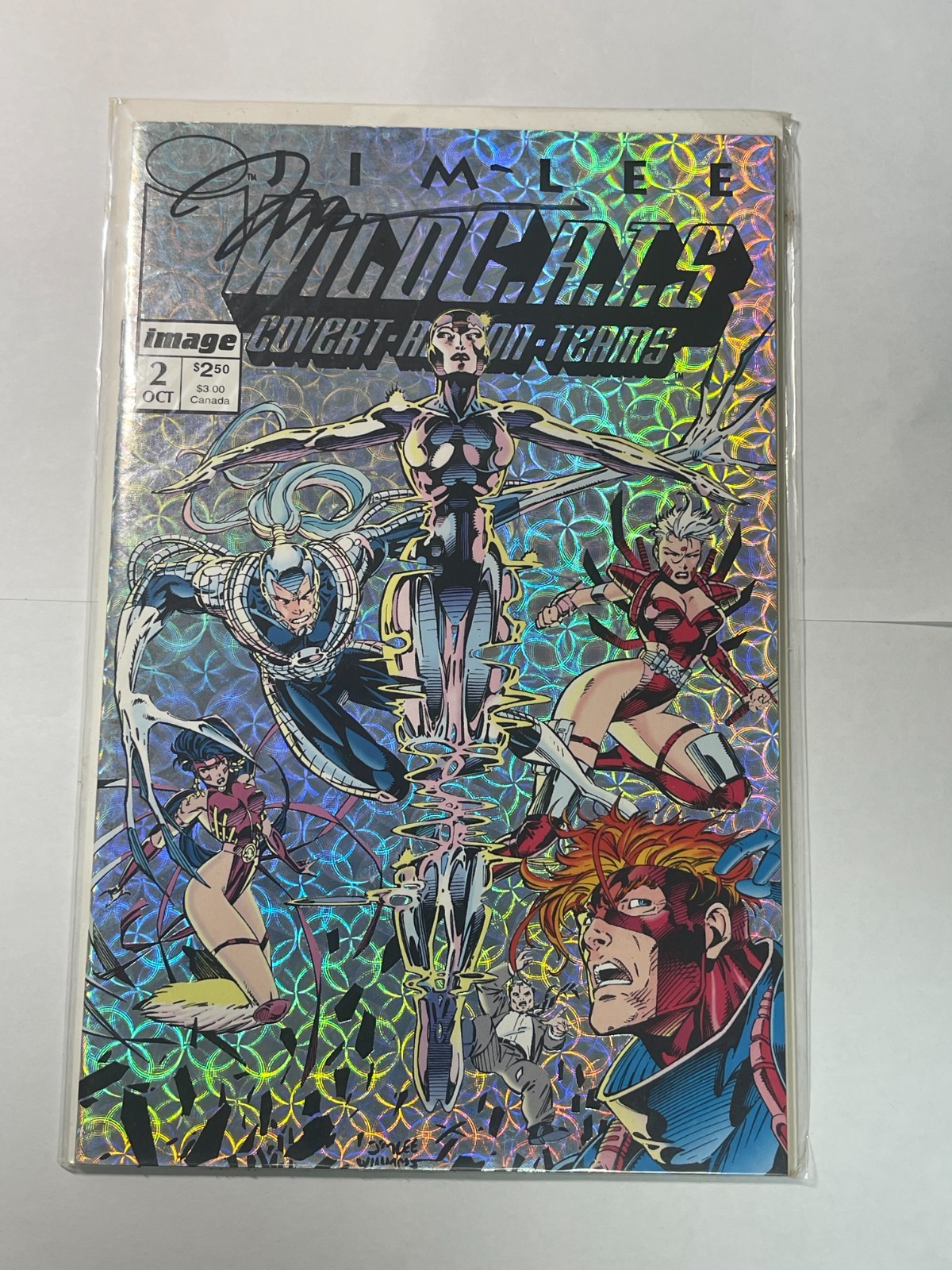 WildC.A.T.s #2 1992 Signed Jim Lee Prism Foil 1st Wetworks Image Comics WildC.A.T.s #2 1992 Signed Jim Lee Prism Foil 1st Wetworks Image Comics