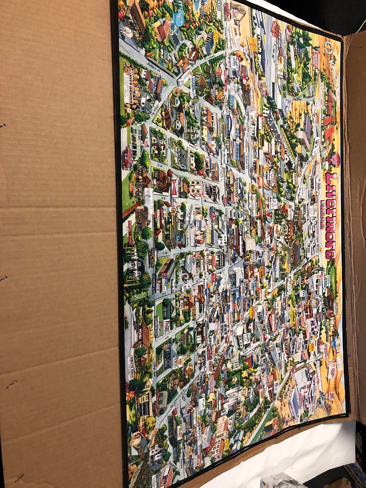 Livermore California CA Alameda County Vintage Cartoon City In Detail