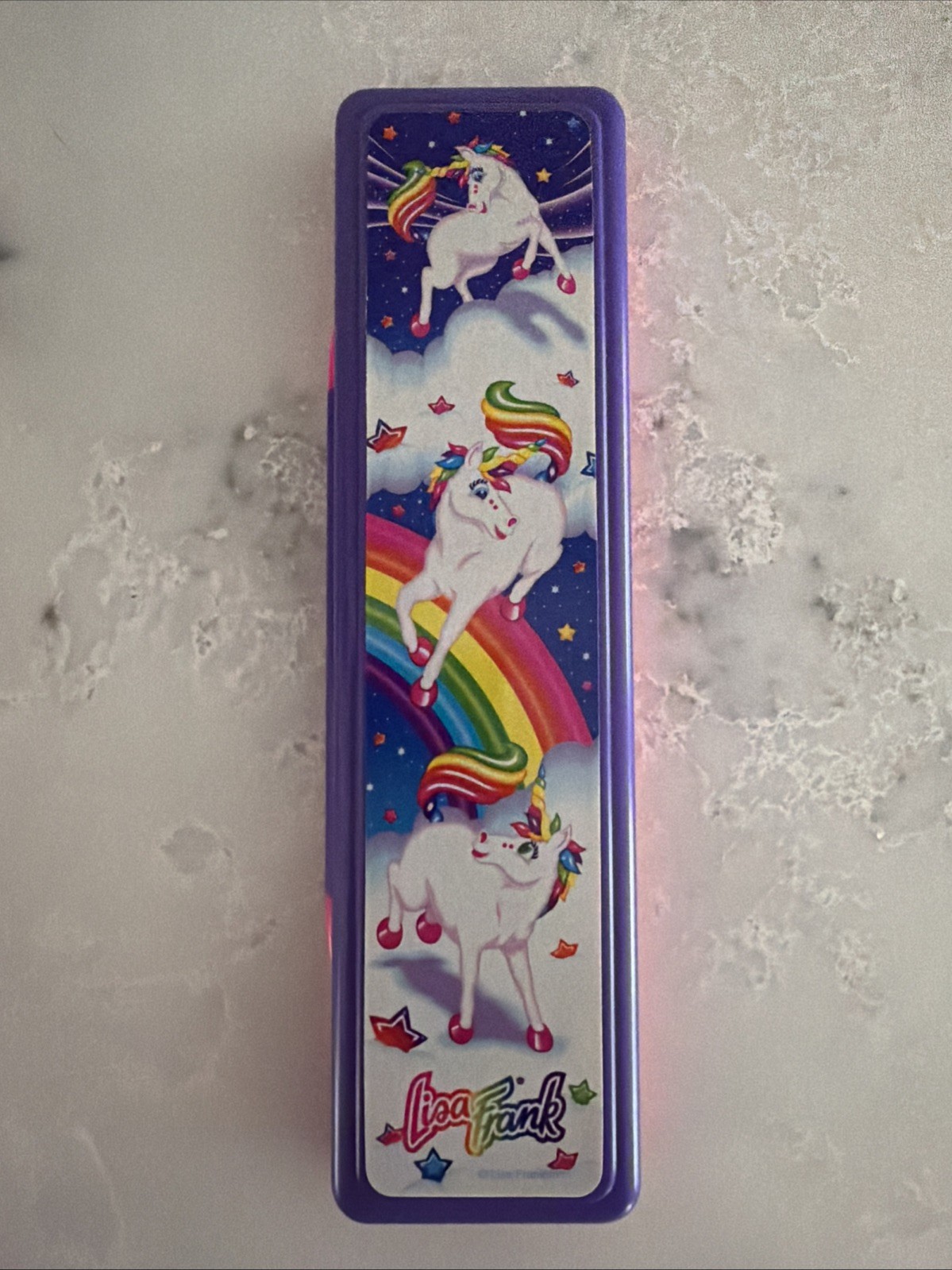 Vintage Lisa Frank Hard Plastic Pencil Case Pencils Markie Unicorn New READ