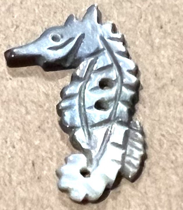 Stunning HTF SEAHORSE SEA HORSE MOP Mother of Pearl Realistic Button 1” DETAIL