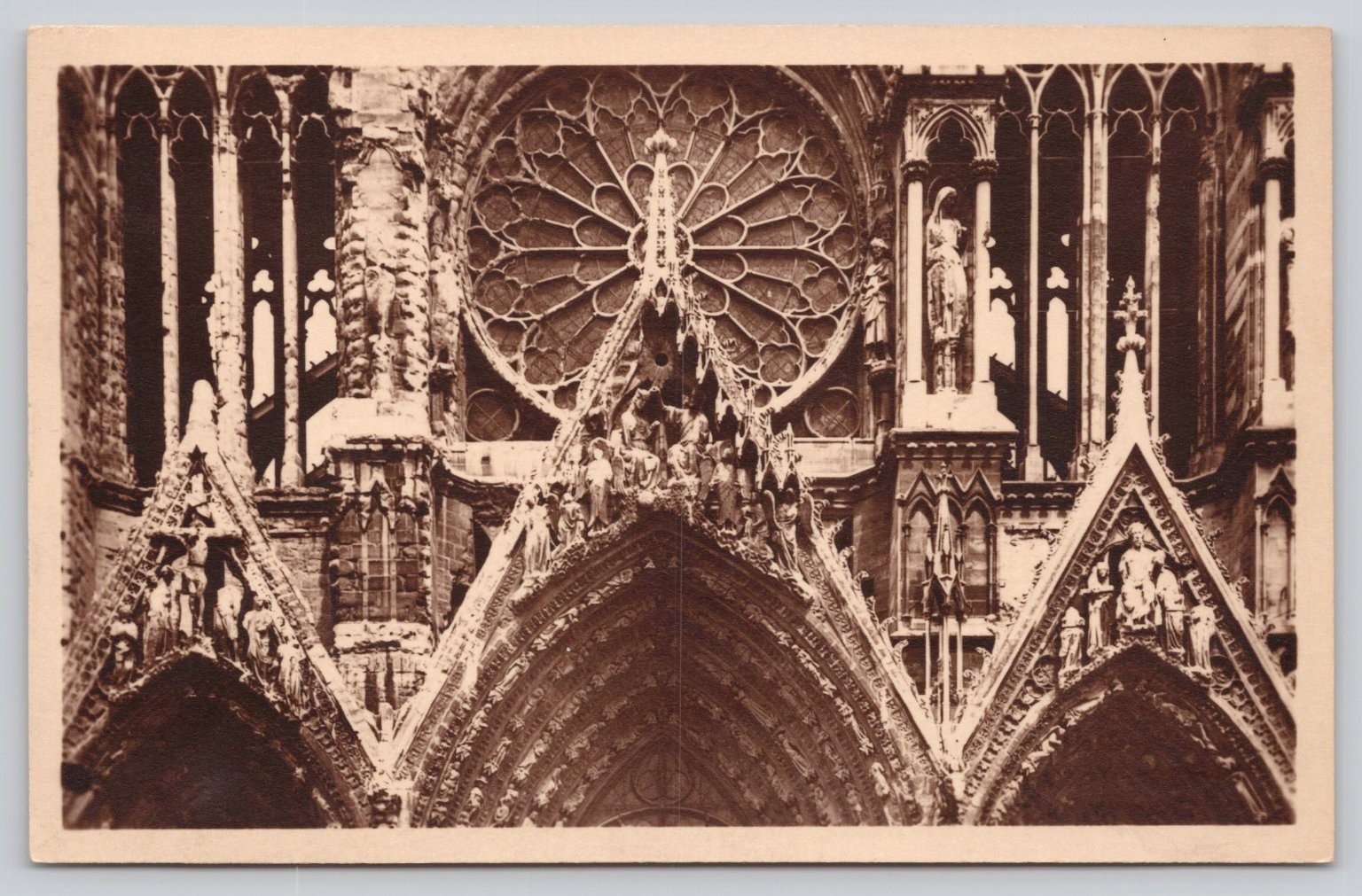 Reims Cathedral France Rose Window Main Portal RPPC Postcard Reims Cathedral France Rose Window Main Portal RPPC Postcard