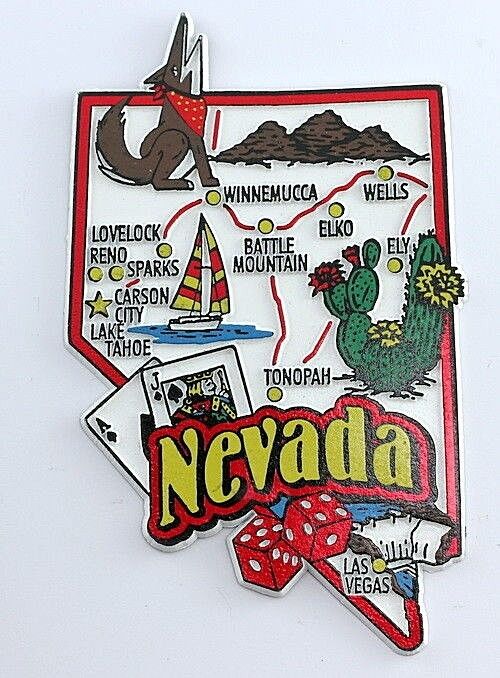 NEVADA STATE MAP AND LANDMARKS COLLAGE FRIDGE COLLECTIBLE SOUVENIR MAGNET