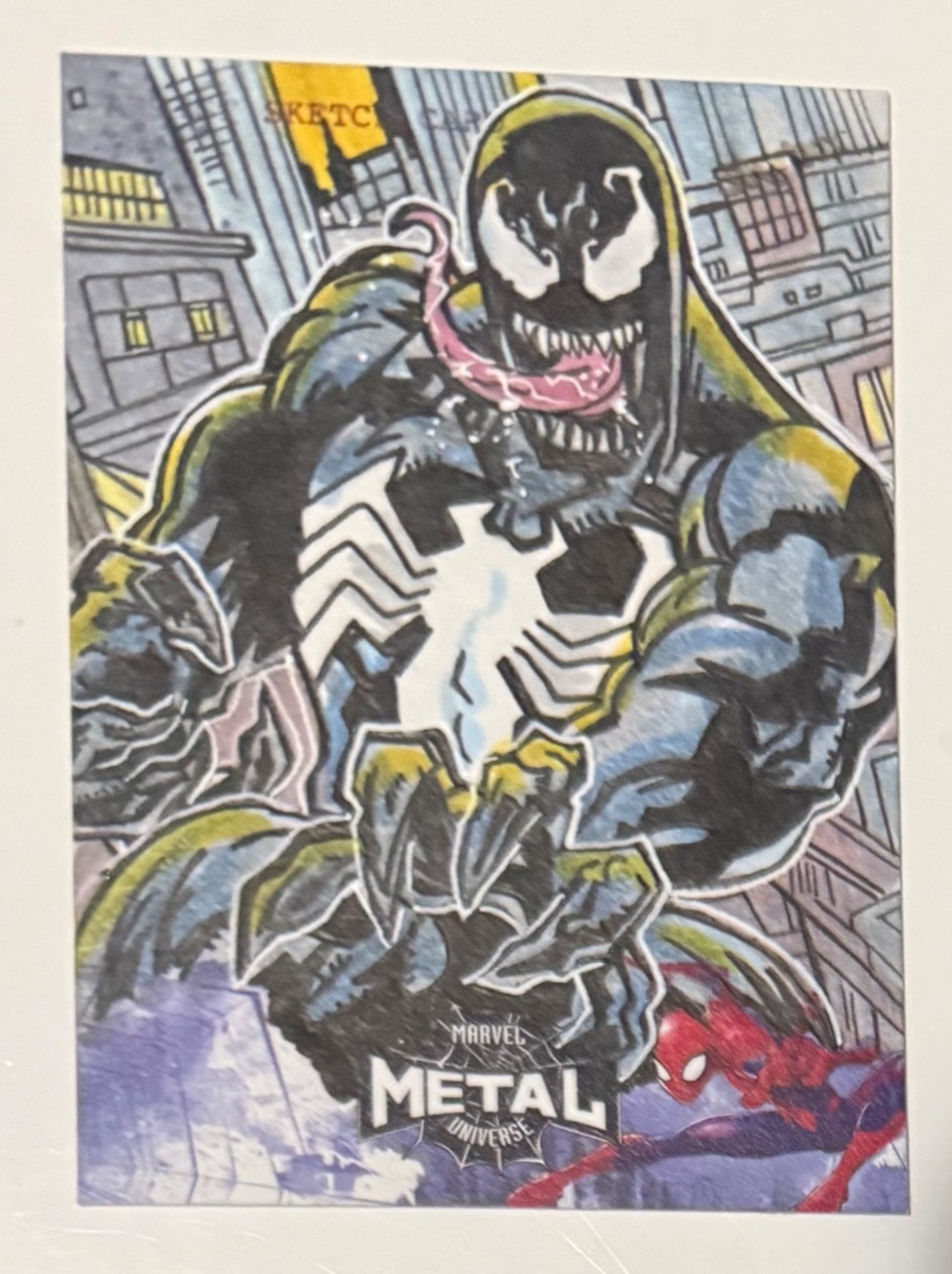 2021 2022 Marvel Spider-Man Metal Universe Venom Sketch Card by Rich Hennemann