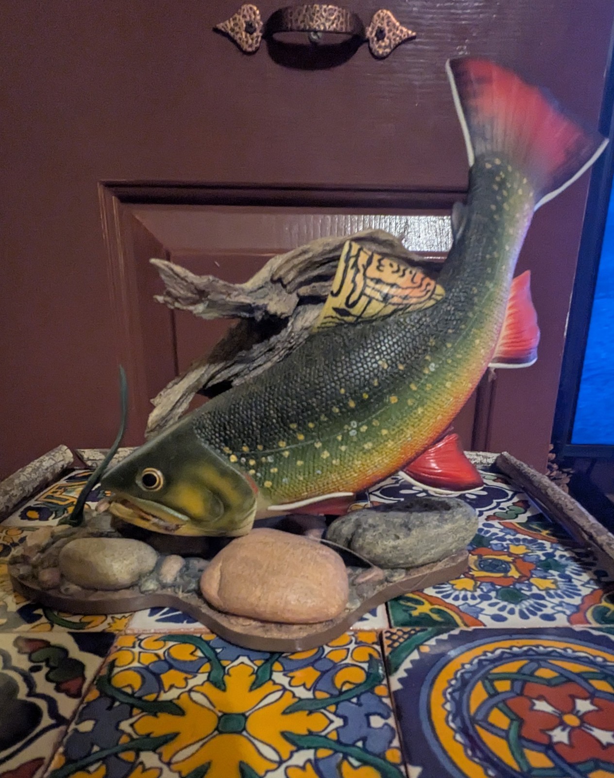 Vintage 1999 Wade Dawson Collection Mountain Brookie Trout Fish in Surroundings