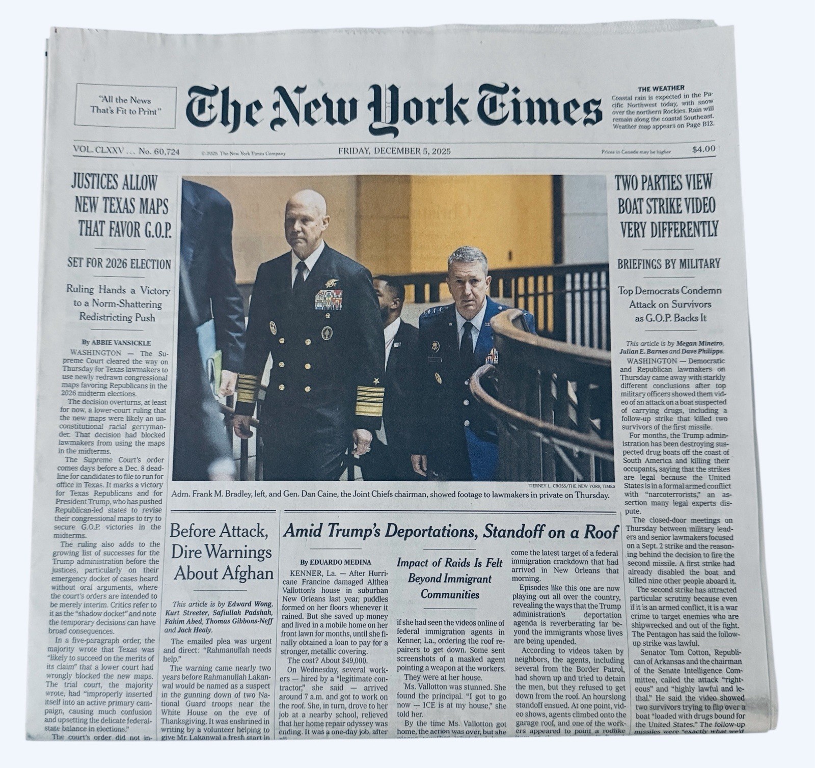 The New York Times Newspaper December 5 2025 Complete Print Paper UNREAD NYT