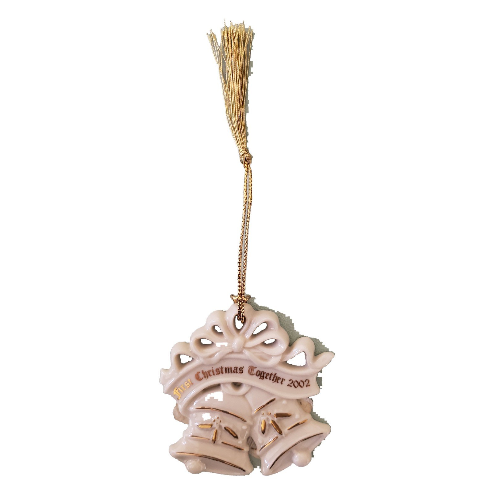 Lenox 2002 First Christmas Together Wedding Bells Ornament Porcelain Gold New