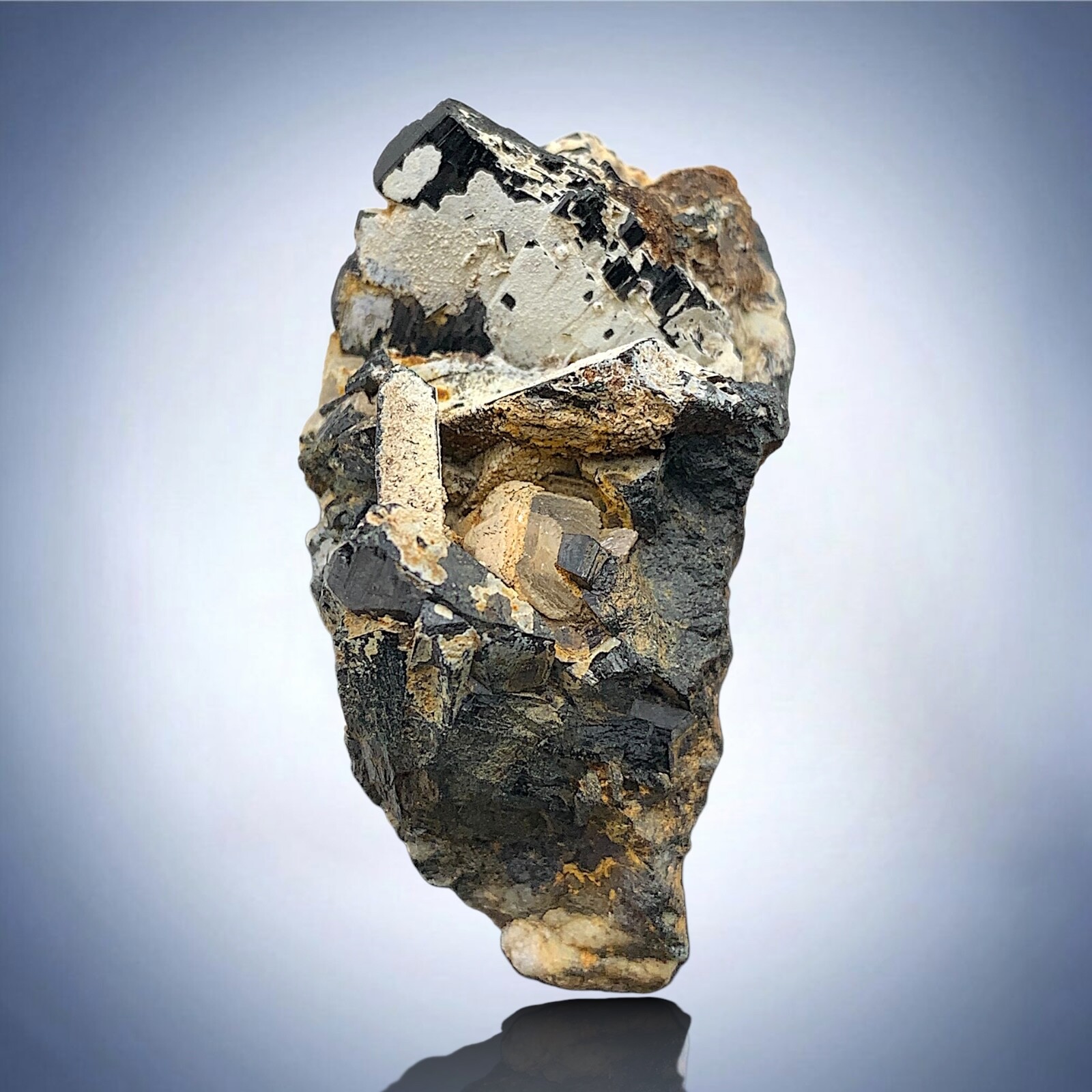 Rare Allanite Crystals on Matrix Natural Mineral Specimen from Zagi Mt, Pakistan