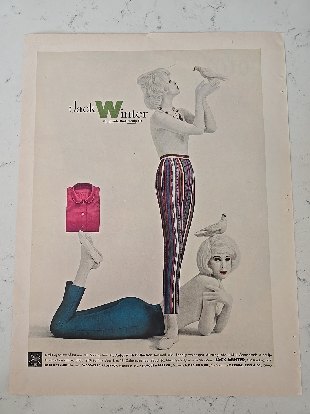 1961 Women\'s Jack Winter Autograph Collection Pants  Vintage Fashion Ad 