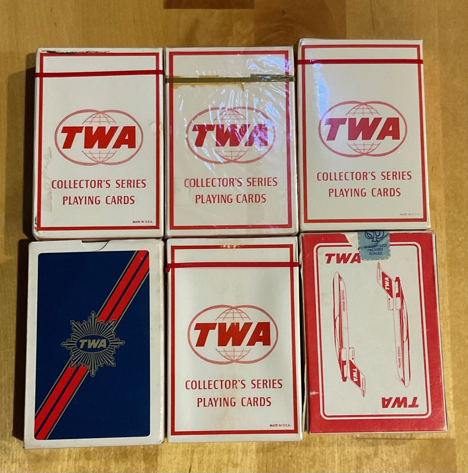 (6) Vintage TWA  4- Jett Collector\'s Series 2-other Playing Cards New- Sealed