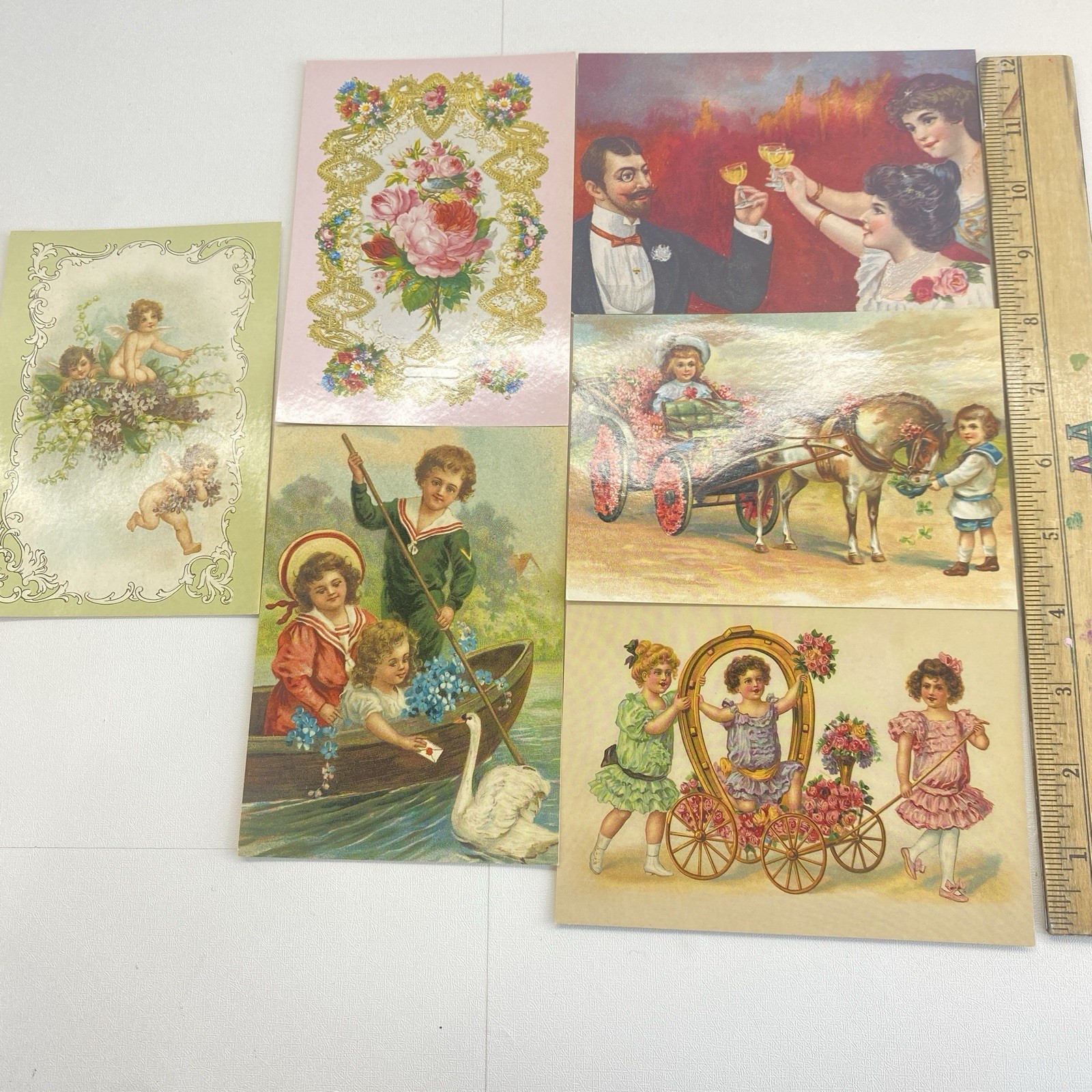 Postcards Set Of 6 Victorian Era Designs Ephemera Paper Journaling Scrapbook NOS