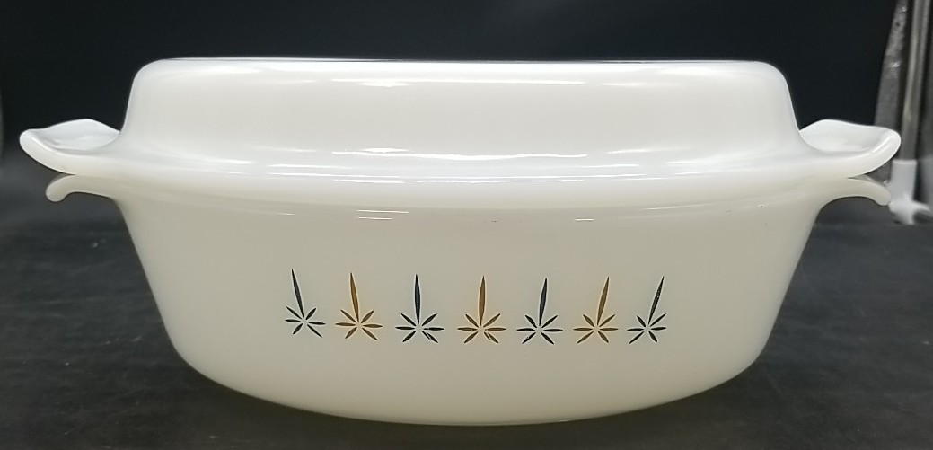 Anchor Hocking Fire King 1.5 QT Oval Casserole Dish Candle Glow w/ Lid Vtg