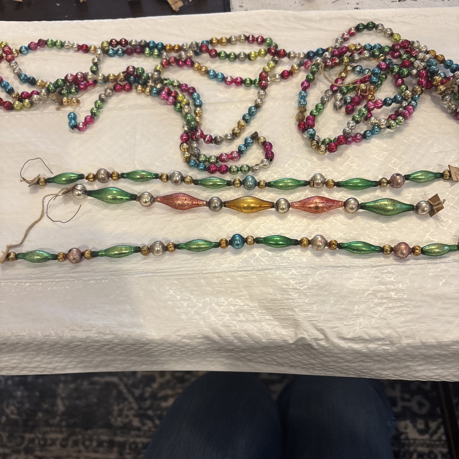 Vintage Mercury Glass Bead Christmas Tree Garland ￼