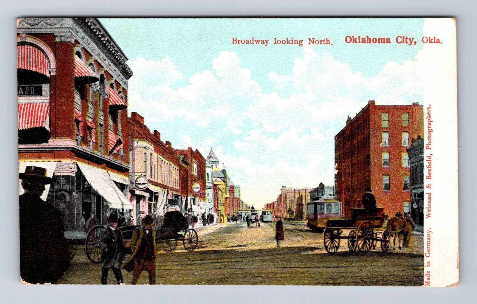 Oklahoma City OK-Oklahoma, Broadway Looking North, Antique, Vintage Postcard