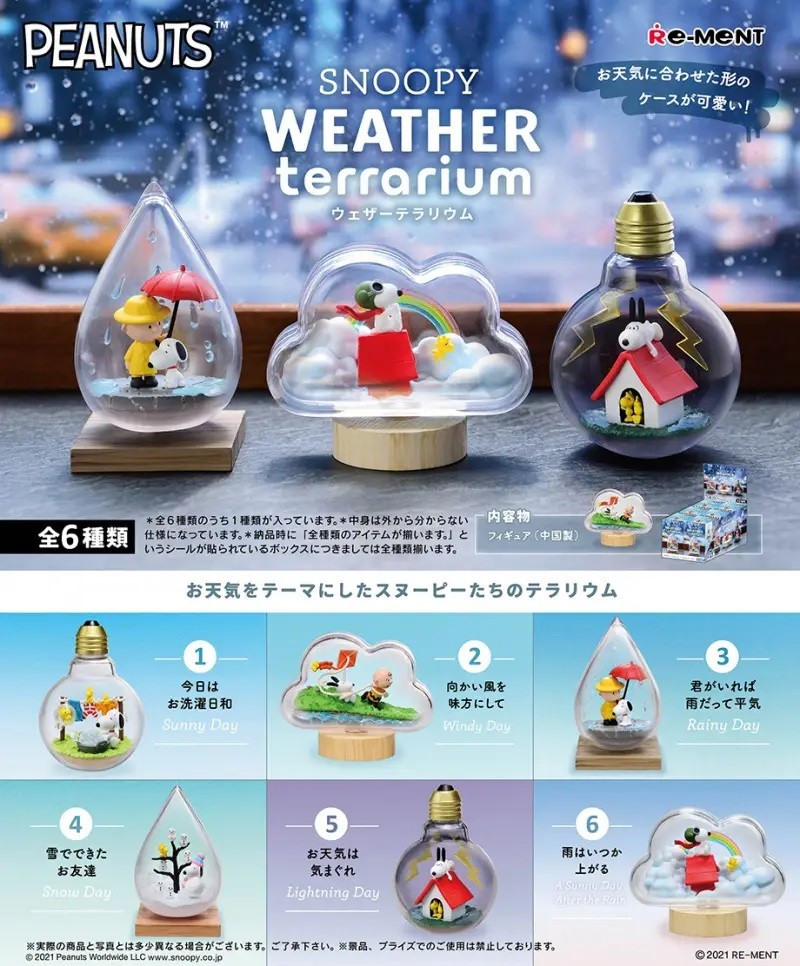 Re-Ment Peanuts Snoopy Weather Terrarium Collection - 1 Random Figure