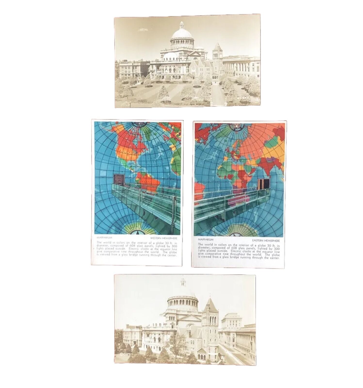 4 Vintage Linen Christian Science Postcards Boston Landmarks Unposted