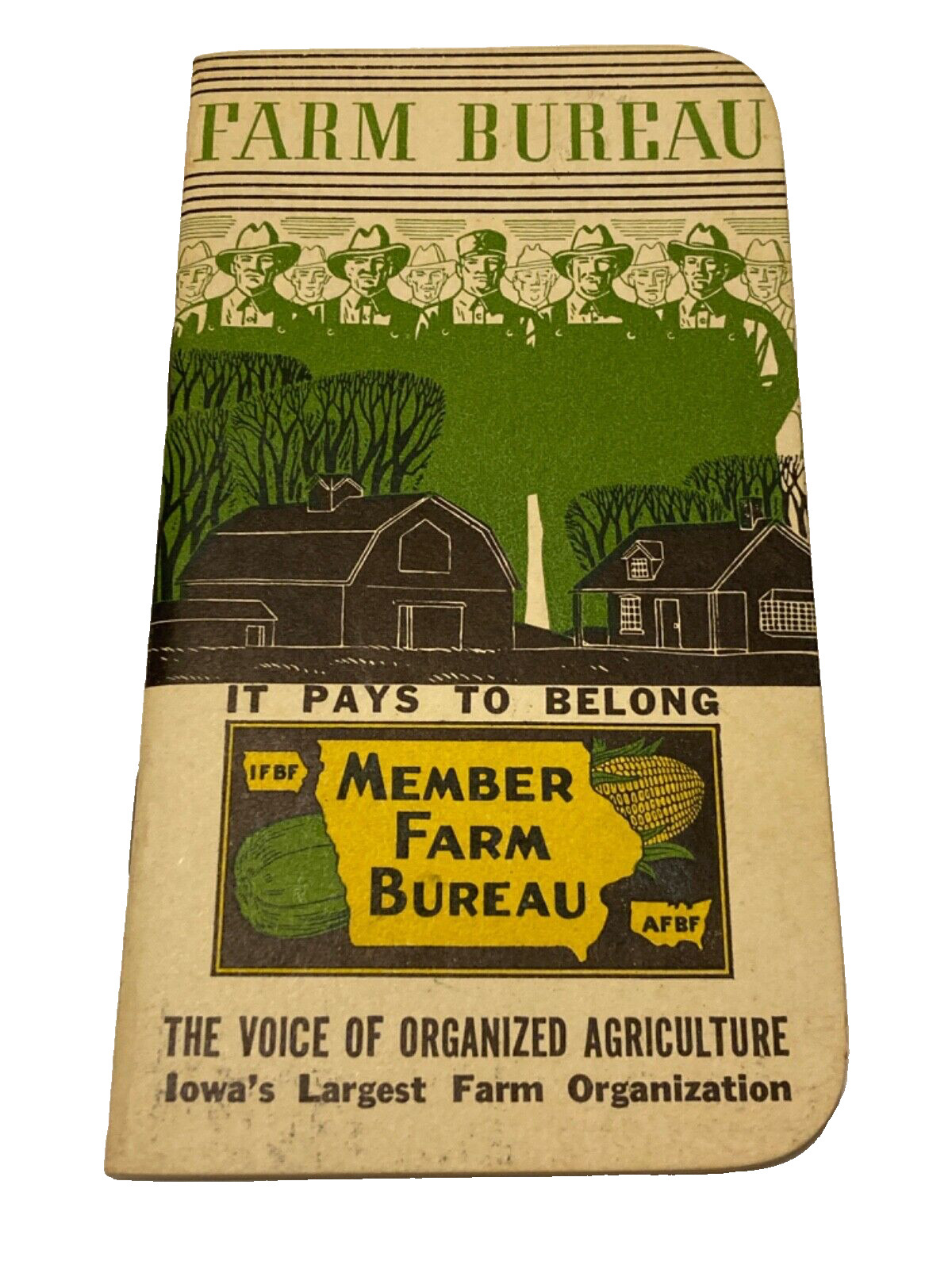 VTG 1941 FARM BUREAU OF IOWA POCKET LEDGER NOTEPAD