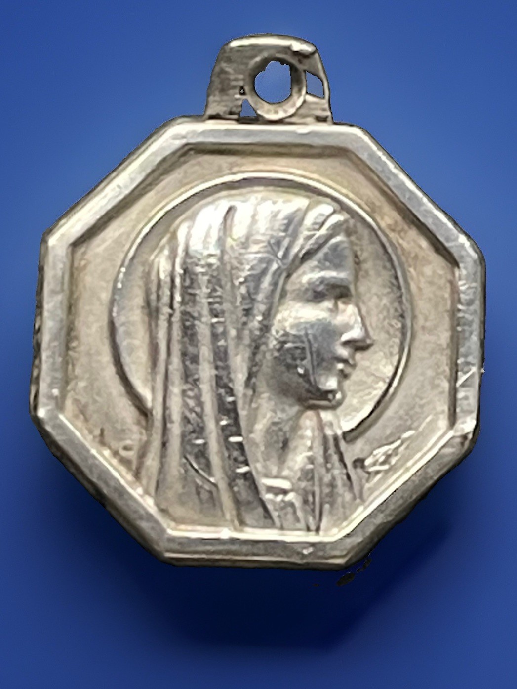 Vintage Catholic Silver Hallmarked Lourdes Medal, 1.2 Grams Silver Vintage Catholic Silver Hallmarked Lourdes Medal, 1.2 Grams Silver
